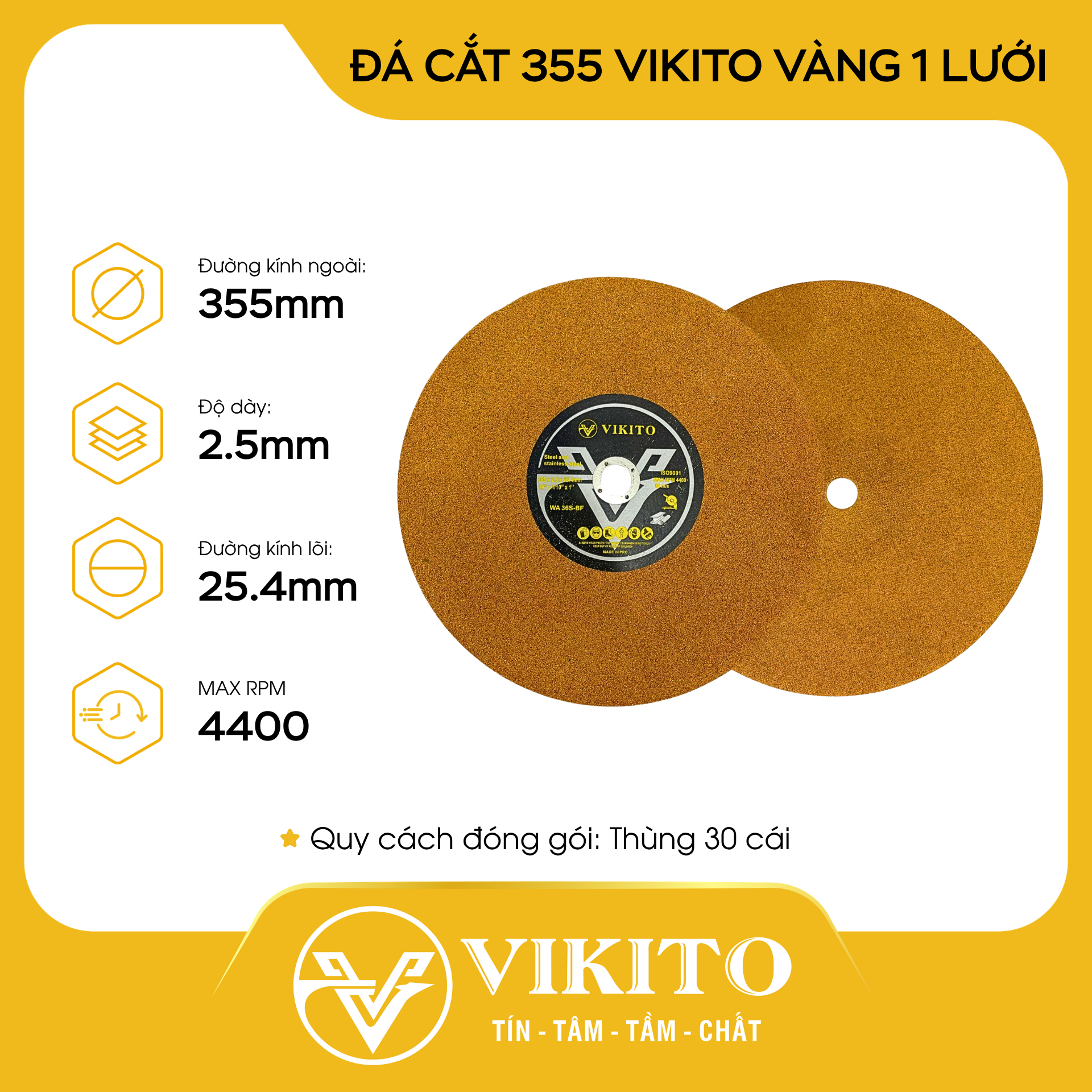 Đá cắt 355 VIKITO vàng 1 lưới